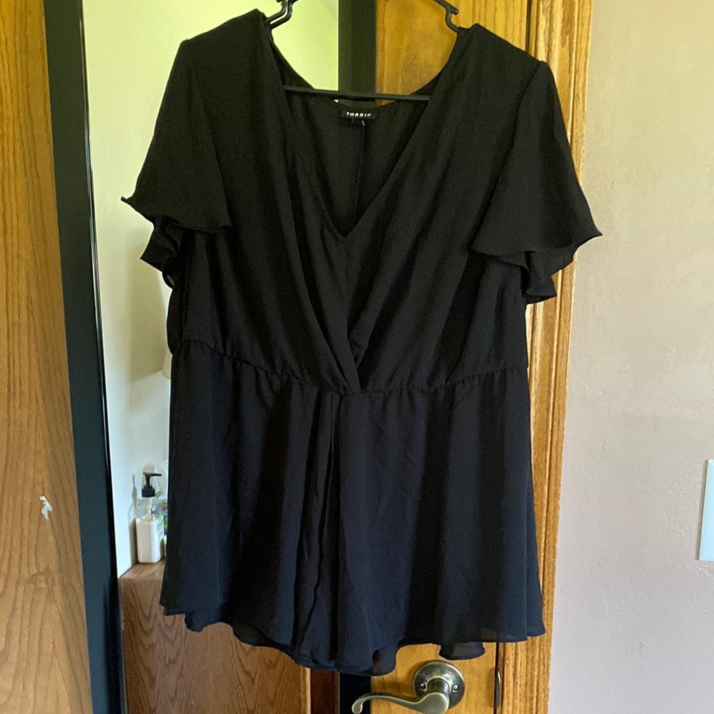 Torrid Elegant Black Flutter Sleeve Blouse